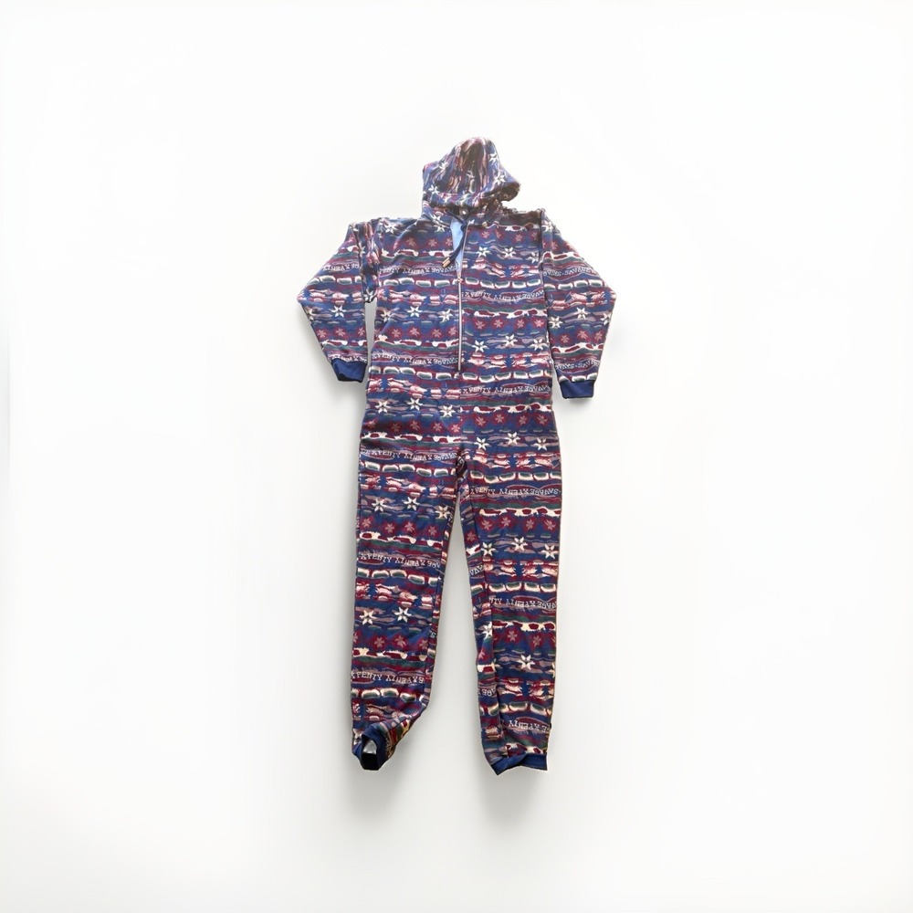 Savage X Fenty Fair Isle Hooded Zip Fleece One-Piece Jumpsuit Womens S